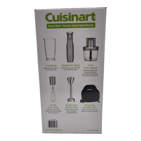 Cuisinart Smart Stick Variable Speed Hand Blender Food Processor HB-400pc NEW - Picture 2 of 5